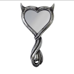 DISCONTINUED!!!  Alchemy Gothic Devil Head Heart Handheld Mirror NWT
